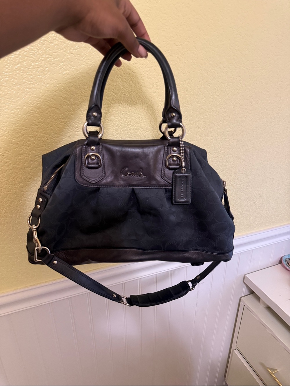 Vintage Coach Black Signature Satchel Bag